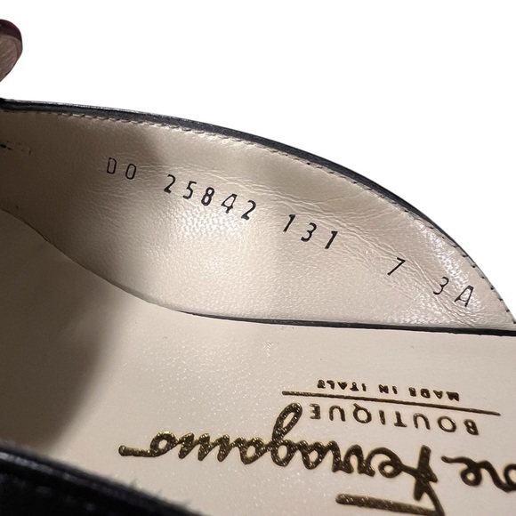 Salvatore Ferragamo Marcella Black Leather Mules with Leather Soles Size 7 3A - Picture 10 of 10